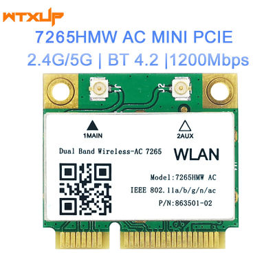 1200Mbps Wireless AC7265 Half Mini PCI-E Wifi Card Bluetooth 4.2 802.11ac 7265HMW Dual Band 2.4G 5Ghz Adapter For Laptop