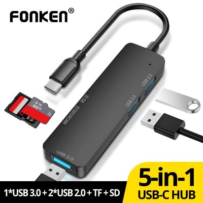 FONKEN USB Type C ศูนย์กลางสำหรับ Macbook M1อากาศ Xiaomi แล็ปท็อปสายเชื่อมต่อ USB USB ฮับสายเคเบิลหลายสายรางช่องยูเอสบี TF การ์ดรีดเดอร์ SD Feona