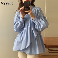 Neploe Chic Ruffled Design Sense Woman Shirt Tops Fall 2022 New Long Sleeve Blouses Women Cross Puff Sleeve Outerwear Blusas