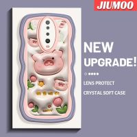 เคส JIUMOO สำหรับ Xiaomi POCO X2 POCO F2 Redmi เคส K30การ์ตูนลายดอกไม้3D หมูดีไซน์ใหม่ Colour Wave Border นิ่มเคสมือถือกันกระแทกแบบใสความคิดสร้างสรรค์เคสโปร่งใสลายกล้องถ่ายรูปซิลิกาเจลฝาครอบป้องกัน