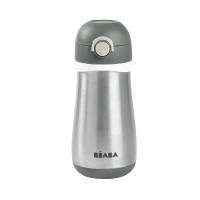 BEABA กระติกน้ำสแตนเลสแบบยกดื่ม Stainless Steel Spout Bottle 350 ml -  Charcoal