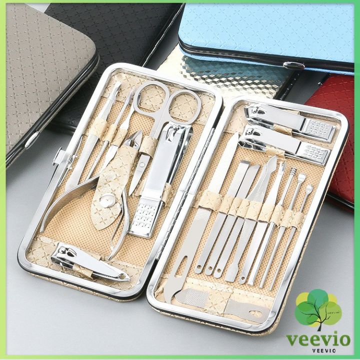 veevio-ชุดทำเล็บ-19-ชิ้น-กรรไกรตัดเล็บ-เครื่องมือทำเล็บ-เซตทำเล็บ-manicure-set