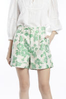 EP กางเกงขาสั้นลายดอกไม้ ผู้หญิง สีเขียว | Floral Print Shorts | 4669