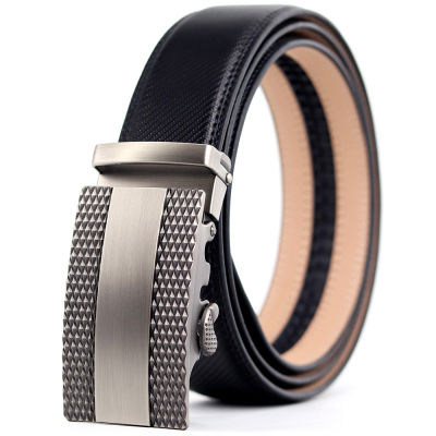 Mens Belt Cowhide Designer Luxury Black Ratchet Leather Belts Casual Auto Buckle Business Waist Strap Male Fashion Styles