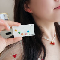 JL Korean Fresh and Sweet Cute Acrylic Flower Buttons Stud Earrings for Girl