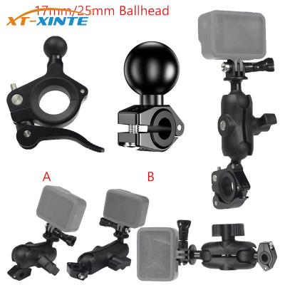 17มม. 25มม.1นิ้ว Ball Head Mount Adapter รถจักรยานยนต์จักรยาน Handlebar คลิปกระจกมองหลังสำหรับกล้อง GoPro Mounts