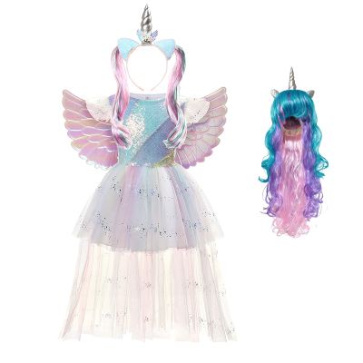 Unicorn Dress For Baby Unicorns Costume Girls Halloween Chrismtas Costume For Kids Carnival Party Clothing Wig Wing