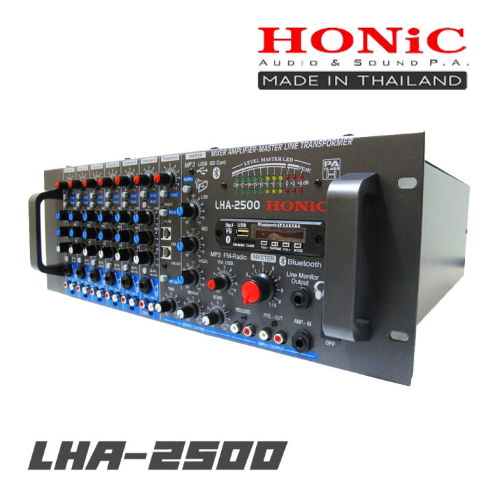 honic-lha-2500-เพาเวอร์มิกซ์มีไลน์-200-วัตต์-กำลังขับ-2-500-วัตต์-ที่-4-โอห์ม-มี-bluetooth-fm-radio-ช่องเสียบ-เดินเสียงตามสายได้-8-10-กม-สินค้าใหม่แกะกล่อง