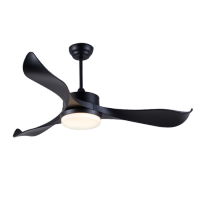 Luzino - Black Ceiling Fanlamp Plastic ABS Tri-Color (Remote Control) WYD52-C04 Size 52 Inch