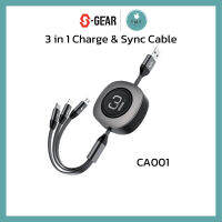 S-GEAR CA001 CABLE 3IN1 Type-c Micro &amp; L ightning 1.2M (สายชาร์จ 3 in 1) รับประกันศูนย์ 2ปี