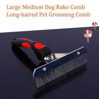 Large Medium Dog Rake Comb Long-Haired Pets Grooming Tool Stainless Steel Needle Comb For Big Dogs Golden Husky German Shepherd Brushes  Combs