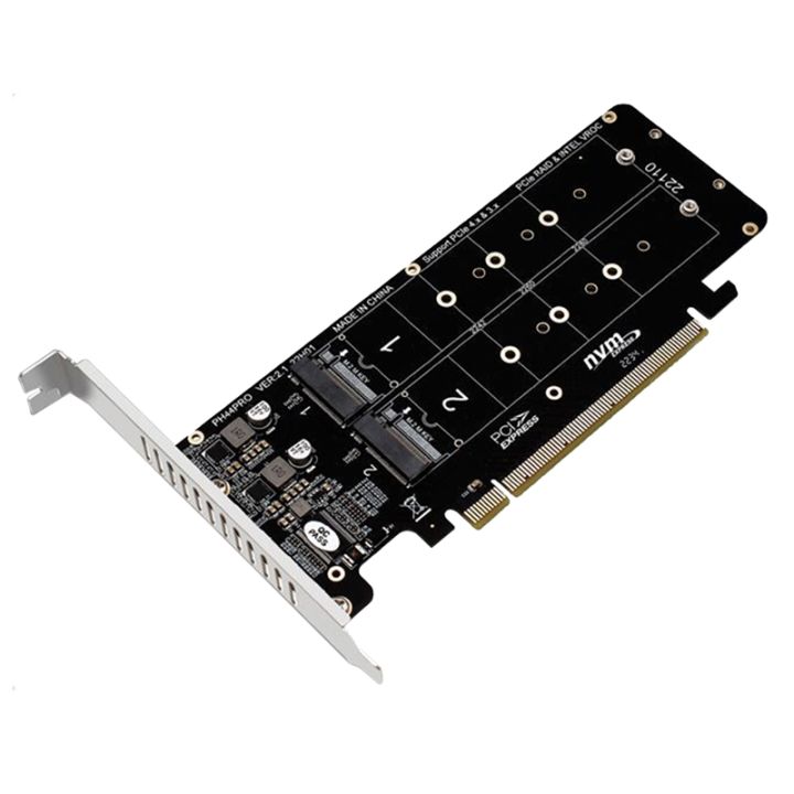 pcie-x16-to-m-2-m-key-nvmex4-ssd-2u-server-riser-card-double-sided-4-disk-nvme-raid-pci-ex16-split-card