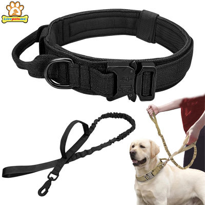 Tactical Dog Collar Leash Nylon Adjustable Military Large German Shepherd Dog For Outdoor Walking Training Accessories