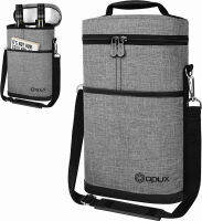 OPUX Insulated 2 Bottle Wine Tote Carrier | Padded Wine Cooler Bag for Travel Picnic BYOB | Portable Wine Bag with Shoulder Strap and Carry Handle, Wine Gifts - Heather Grey Heather Gray 2 Count(Pack of 1)