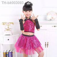 ₪ Children Sequin Jazz Dance Modern Dance Costume Fashion Latin Waltz Dancing Dress Stage Show Dresses Jazz Costumes For Girl