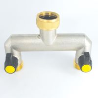 Brass Tube Tap Water Connector 2 Way Splitter Quick Valve Coupler Elbow End Plug Irrigation Fittings Garden Hose Tap Splitter Watering Systems  Garden