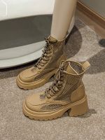 【Ready】? Sm t boots for women 23 summer new high-heeled mesh boots thick sole heighteng mesh short boots boots for women