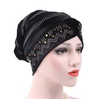 【YF】 Women Winter Hats Soft India Hat Luxury Turban Beanie Head Wrap Chemo Cancer Cap Velvet hijab