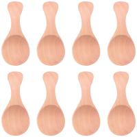 8Pcs Small Wooden Salt Spoon Solid Wood Condiments Spoon Handmade Honey Teaspoon Seasoning Sugar Coffee Tea Jam Mustard Ice Cream Milk Crude Wood