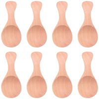 8Pcs Small Wooden Salt Spoon Solid Wood Condiments Spoon Handmade Honey Teaspoon Seasoning Sugar Coffee Tea Jam Mustard Ice Cream Milk Crude Wood