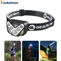 LED Headlamp Super Bright Rechargeable Headlight Smart Motion Sensor Head Lamp Waterproof Head Front Light Head Flashlight