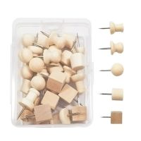 30pcs Wooden Pushpin Set for IDEAL for Home Office School Cork Board Message Boa D5QC Clips Pins Tacks