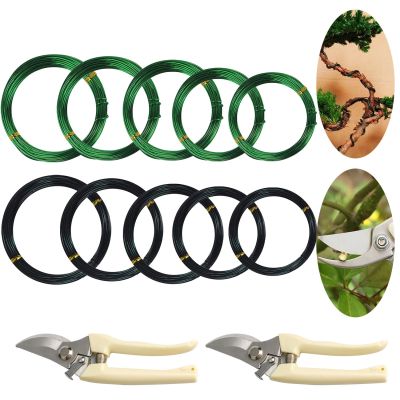 5 Roll 5m Aluminum Tree Training Wires with Garden Scissors for Bonsai Beginners Trainers Artists 1mm/1.5mm/2mm/2.5mm/3mm