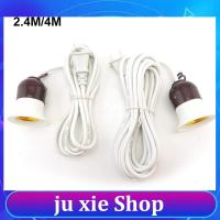 JuXie store AC E27 Socket wall power cord extension Cable led Lamp Bulb Bases US Plug on off Switch Wire For Pendant Hanglamp Holder 2.4M 4M