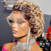 Pixie Cut Wig Human Hair Short Curly Bob Wig Brown Burgundy Colored Human Hair Wigs Transparent Preplcuked Wigs For Women Cheap [ Hot sell ] ea1voy