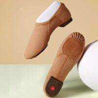 hot【DT】 Tan Leather Jazz Shoes for Sneakers with Non-slip Sole Lace-free