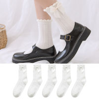 5 Pair Cotton Socks With Ruffle Socks Lolita Bow Socks Cosplay Costumes Women Socks Cute Sweet Princess Girl Gift