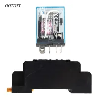 Ootdty รีเลย์หลอดไฟอะแดปเตอร์ไฟฟ้าคอยล์220V 10a Dpdt Ly2nj Hh62p ใหม่1ชุด