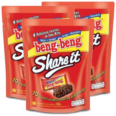 [แพ็ค 3] Beng Beng Share It เบง เบง แชร์ อิท  ขนม เวเฟอร์ ช็อกโกแลต 95 กรัม รวม 10 ชิ้น