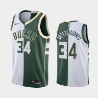 PUTIH HIJAU Jersey BASKET NBA SPECIAL SPLIT MILWAUKEE BUCKS 34 GIANNIS Antetokounmpounmpounmpo Green White