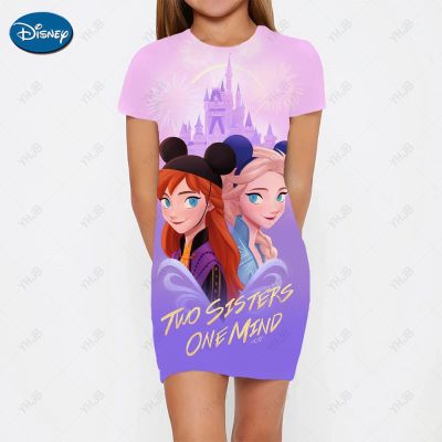 New Summer Girls Clothing Disney Frozen2 Anna Dress Printed Cute Casual Cartoon Princess Dress Childrens Wear