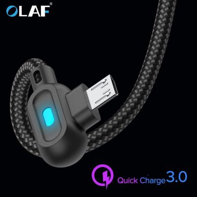 OLAF Micro USB Type C Cable Fast Charging Type-C Cable 90 Degree  USB Charging For Samsung Xiaomi Huawei Microusb USB-C Charger Cables  Converters
