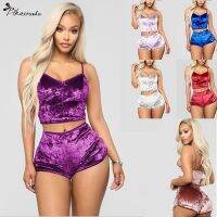 Women Pajama Set Cute Print Pattern Sleepwear V Neck Sexy Pijama Satin Night Home Suits Wear Sleeveless Home Clothes Top Shorts