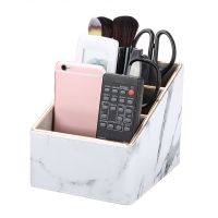 Multi-function Marble Leather Desk Stationery Organizer Pencil Holder Mobile Phone Remote Control Storage Box Office Supplies