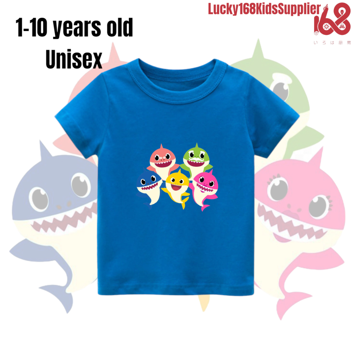 BABY SHARK TSHIRT 7 COLORS KENTUCKY COTTON UNISEX KIDS 110 YEARS OLD