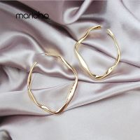 European Exaggerated Metal Twisted Line C-Shaped Big Hoop Earring Gold Silver Color Round Open Earrings Fashion Party Jewelry