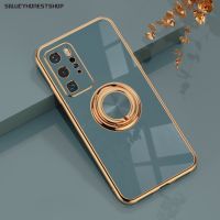 เคสซิลิโคนชุบหรูหรา,P20 P30 P40 Huawei Pro Mate 40 30 20 Honor 30 30S Nova 7SE 7i นิ่มพร้อมที่วางแหวน