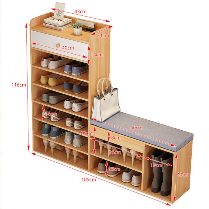 meet-furniture-ตู้รองเท้าเอนกประสงค์-ชั้นวางรองเท้า-ตู้รองเท้าไม้พร้อมลิ้นชัก-พร้อมสตูล-ขนาด105-24-116ซม-7-ชั้น-ใส่รองเท้าอะไรก็ได้-คุณภาพดี