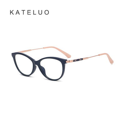 [พร้อมกล่อง] KATELUO 2332 TR90แบรนด์ดีไซเนอร์กรอบแว่นตาสำหรับผู้หญิงสายตาสั้นเรโทรใบสั่งแพทย์แว่นตาป้องกันแสงสีฟ้า