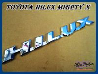 TOYOTA HILUX  MIGHT-X EMBLEM HILUX "CHROME" size 15.5x2 cm. #สติ๊กเกอร์ ข้อความ HILUX สีโครเมี่ยม พร้อมกาวติด