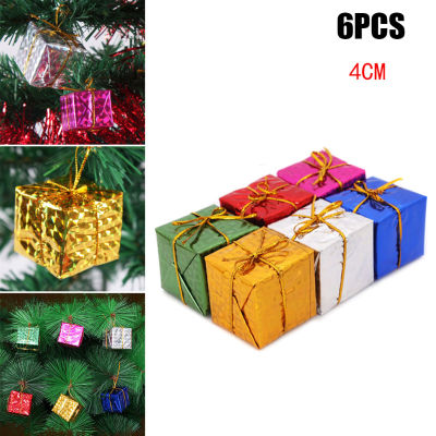 [wondering] 6ชิ้นหลายสีกล่องของขวัญคริสต์มาสพรรคเครื่องประดับคริสต์มาสต้นไม้แขวนตกแต่ง