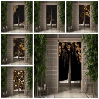 【YD】 Flowers Door Curtain Ukiyo-e Painting Partition Drape Entrance Hanging Half-Curtain