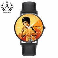 HotBruce Lee Quartz Watch แฟชั่น Casual All Black Leather Wristwatch For Movie Fans