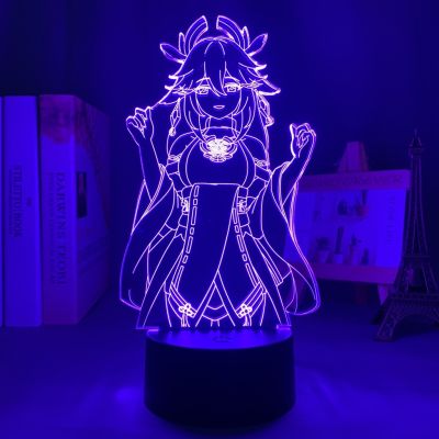 ☢ Anime game Led Lamp Genshin Impact Yae Miko Figure for Bedroom Decor Birthday Gift Acrylic Table Lamp 3d night light