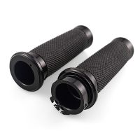 รถจักรยานยนต์ Hand Grips 1นิ้ว25Mm Handlebar Grips ยางสีดำสำหรับ Harley Touring Road King Softail Bobber Cafe Racer