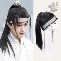 WEILAI เครื่องแต่งกายโบราณ Hanfu ผ้าเช็ดตัวปลอมแบบชุดวิกผมสำหรับผู้ชายสไตล์ชิ้นเดียว